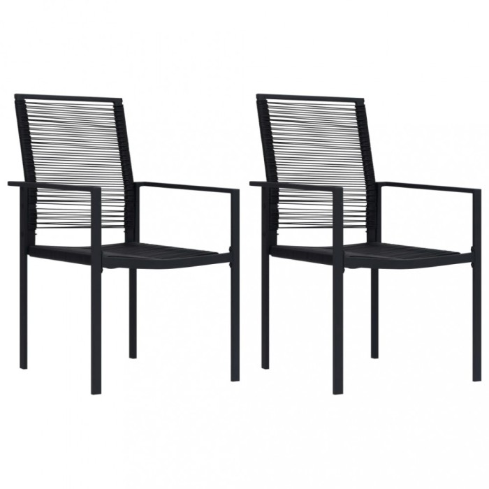 Gossi scaune de gradina, 2 buc., negru, ratan pvc