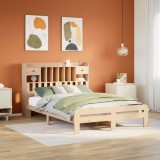 Cumpara ieftin Pat cu bibliotecă fără saltea, 160x200 cm, lemn masiv de pin