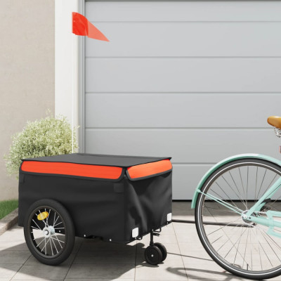 Remorca pentru biciclete, negru si portocaliu, 45 kg, fier GartenMobel Dekor foto