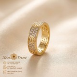 Inel Cercuri de Lumina , lat 5 mm, placat cu aur 14K, cu zirconia - marime 7