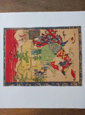 STAMPA JAPONEZA- DANSUL DRAGONULUI *** SECOL 19, HARTIE DE OREZ