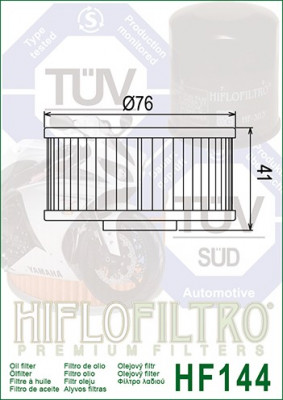 Filtru Ulei HF144 Hiflofiltro Yamaha 1L9-13440-91 1L9-13441-11 Cod Produs: MX_NEW HF144PE foto