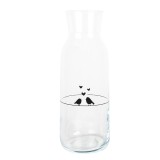 Cumpara ieftin Carafa sticla transparenta neagra Pasari &Oslash; 9x25 cm / 1000 ml