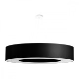 Lampadario Saturno Nero In Tessuto/Pvc/Acciaio Con 8 Lampadine Rotonde Minimaliste Da Interno