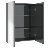 Cumpara ieftin Dulap de baie cu oglinda, gri stralucitor, 60x15x75 cm, MDF