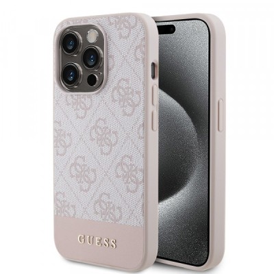 Husa pentru Apple iPhone 15 Pro Max, Guess, 4G Stripe, Roz foto