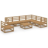 Set mobilier de gradina, 8 piese, maro miere, lemn masiv de pin