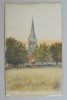 Biserica acuarela 1907, Peisaje, Impresionism