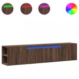 Cumpara ieftin Dulap TV de perete cu lumini LED, stejar maro, 180x31x39,5 cm