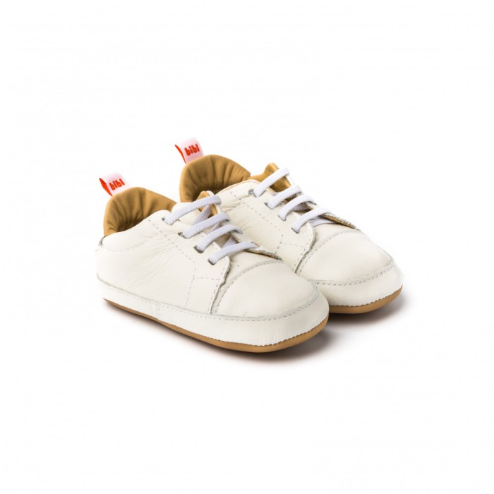 Pantofi Fetite Bibi Afeto Joy Albi cu Siret Elastic 19 EU