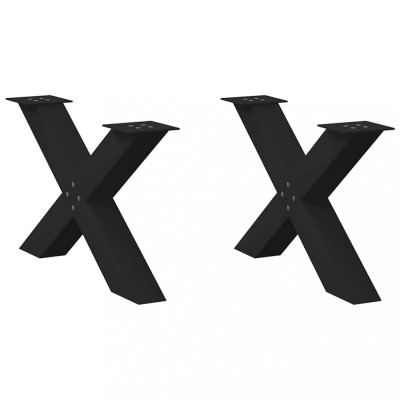 vidaXL Picioare pentru măsuță de cafea &amp;icirc;n formă de X, 2 buc., negru, 70x(42-43) cm, oțel 4012964 foto