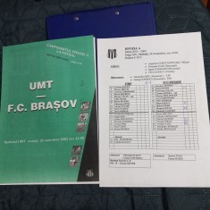 program+foaie joc U M Timisoara - F C Brasov foto