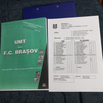 program+foaie joc U M Timisoara - F C Brasov foto