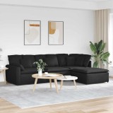 VidaXL Canapea modulară cu taburet și perne, material textil, negru