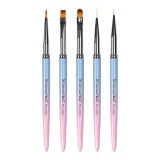Set 5 Pensule Manichiura Nail Art &amp;amp; Constructie Unghii SensoPRO Milano, Pink &amp;amp; Blue