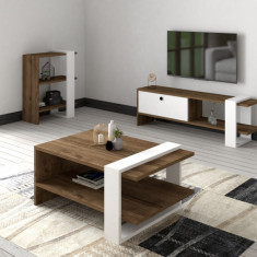 Set de mobilier pentru living Gaye, Nuc- Alb