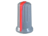 Buton pentru potentiometru, 12mm, plastic, gri-rosu, 12x18mm - 127070