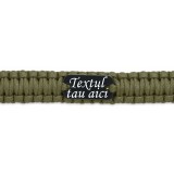 Bratara de supravietuire personalizata cu textul tau . tip army. 5 in 1. paracord. busola . fluier. cutit. cremene. verde