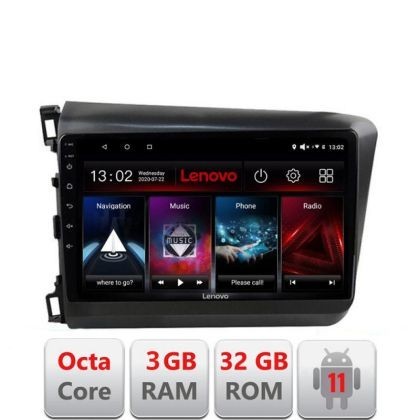 Navigatie Honda Civic 2012-2015 D-132 Octa Core cu Android Radio Bluetooth Internet GPS WIFI DSP 3+32 GB 4G KIT LENOVO LITE CarStore Technology