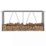 Cumpara ieftin Șopron depozitare lemne, oțel galvanizat, 330x84x152 cm, gri