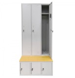 Vestiar metalic Premium 3+3 compartimente (3 usi imbracaminte + 3 usi incaltaminte) SI BANCUTA, 900x800x2156 mm (LxlxH), PLUS