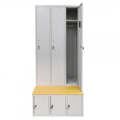Vestiar metalic Premium 3+3 compartimente (3 usi imbracaminte + 3 usi incaltaminte) SI BANCUTA, 900x800x2156 mm (LxlxH), PLUS
