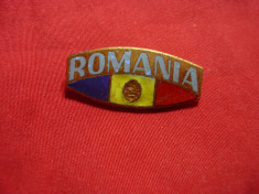 Insigna Romania- Drapel - RSR , metal si email , L=3cm foto