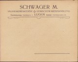 A983 Plic cu antetul magazinului universal Schwager M., Lugoj, ante 1918, austro-ungar