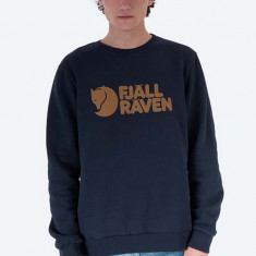 Fjallraven hanorac de bumbac Logo Sweater bărbați, culoarea bleumarin, cu imprimeu F84142