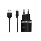 Incarcator retea Lightning HOCO C12, Dual USB 2.4A, Negru