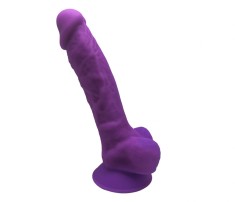 Dildo Realistic Thermo Reactive, Silicon cu Memorie, Dubla Densitate, Mov, 17.6 cm