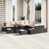 Set de canapea vidaXL din 13 piese cu perne Ratan negru, Sofa de grădină vidaXL cu depozitare și perne Ratan negru, Set de dining pentru grădină vidaX