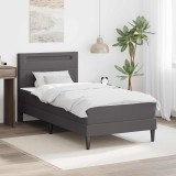 vidaXL Cadru de pat cu benzi LED Gri 100 x 200 cm Piele artificială 3414988