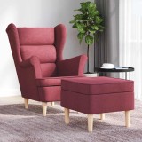 vidaXL Fotoliu cu taburet pentru picioare, roșu vin, material textil 3307992