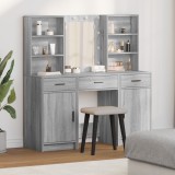 VidaXL Set masă toaletă cu LED, 3 piese, gri sonoma, lemn prelucrat