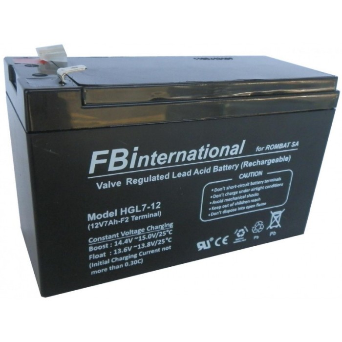 Acumulator stationar FB International pentru UPS, 65 x 94 x 151 mm, 7 Ah, terminal F2, 12 V, sistem de siguranta, alarma, iluminat de urgenta