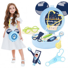 Set joaca rol, Mini Trusa Asistenta Doctor, tip geanta de umar forma Mickey, 16 accesorii multiple,