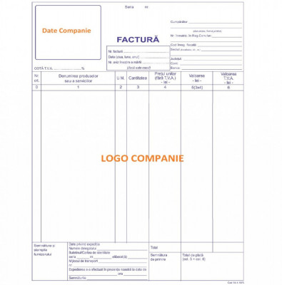 Seturi Facturi Personalizate A4 in 3 Exemplare, Tipar 1+0, Formulare Tipizate Autocopiative, Facturier Personalizat, Tipizate Personalizate, Formulare foto