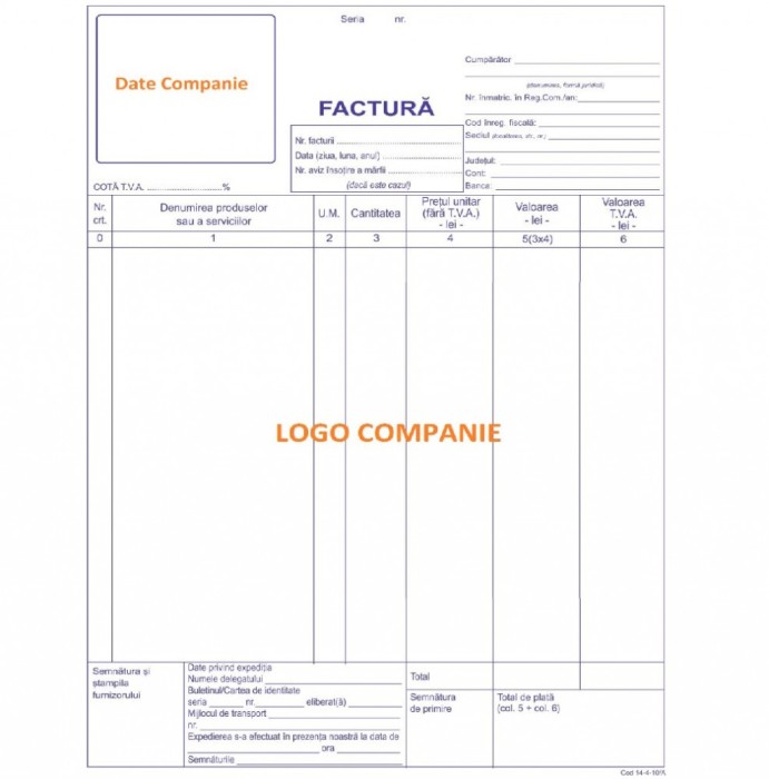 Seturi Facturi Personalizate A4 in 3 Exemplare, Tipar 1+0, Formulare ...