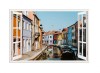 Sticker decorativ Fereastra 3D Venetia 85cm x 57cm, autocolant perete, PVC, multicolor, rezistent la lumina