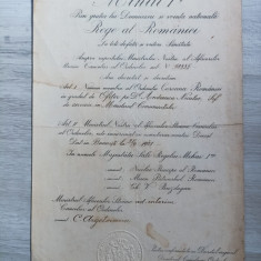 Brevet pt Ordinul Coroana Romaniei in grad de Ofiter , 1928 , Regenta Mihai I