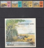 Kenya 1985 - Fauna protejata, animale, serie si colita neuzata