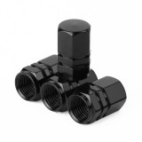 Set 4 capace hexagonale decorative pentru valva auto, Aluminiu, 1.8 cm, Negru