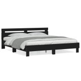 VidaXL Cadru de pat cu tăblie 200x200 cm, negru, lemn prelucrat