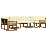 vidaXL Set de canapele de exterior cu pernă 7 pcs Natural și Crem 3382194