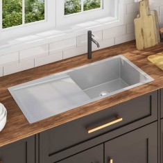 vidaXL Chiuvetă de bucătărie lucrată manual, oțel inoxidabil 51526