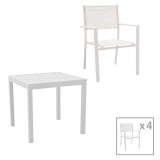 Cumpara ieftin Set de 5 buc masa si scaune de gradina Kliton-Moly aluminiu alb 80x80x74 cm