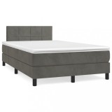 Cumpara ieftin Pat box spring cu saltea, gri inchis, 120x200 cm, catifea