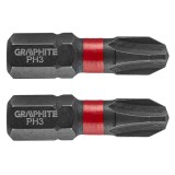 Set biti de impact PH3X25mm 1/4&quot; 2buc. GRAPHITE 56H502 HardWork ToolsRange