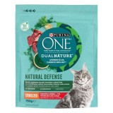 Hrana uscata pentru pisici, Purina One Dual Nature Steril, adult, vita, 750 g